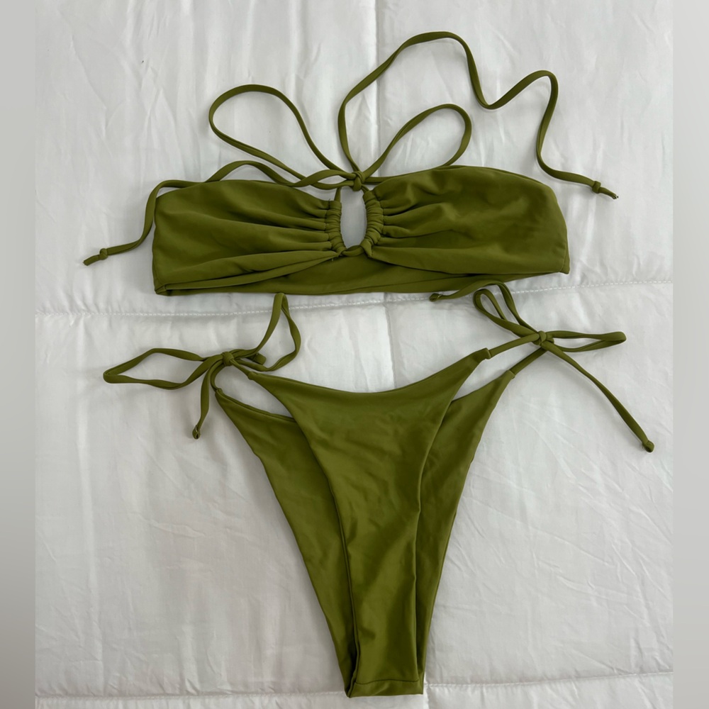 High waisted Cheeky Green Bikini